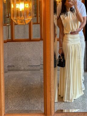 Cream Maxi Skirt - Elegant Pleated Women's Skirt